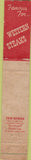 Matchbook Cover - Tom's Steak House Birmingham AL 10 Strike