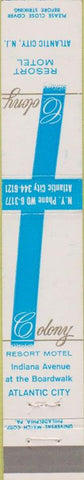 Matchbook Cover - Colony Resort Motel Atlantic City NJ 10 Strike