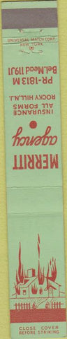 Matchbook Cover - Merritt Agency Insurance Rocky Hill NJ 10 Strike