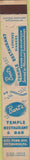 Matchbook Cover - Bart's Temple Restaurant Pittsburg PA 10 Strike