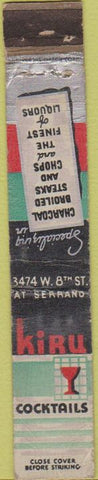 Matchbook Cover - Kiru Cocktails Liquors Los Angeles CA WORN 10 Strike