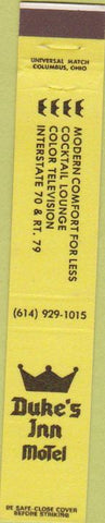 Matchbook Cover - Duke's Inn Motel Buckeye Lake OH 10 Strike
