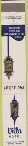 Matchbook Cover - Villa Hotel San Mateo CA 10 Strike