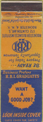 Matchbook Cover - Rochester Business Institute Rochester NY WEAR