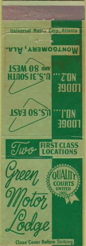 Matchbook Cover - Green Motor Lodge Montgomery AL