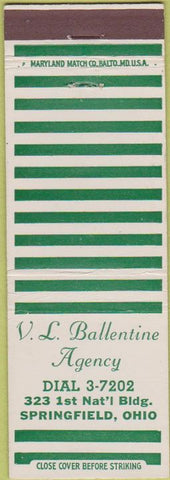 Matchbook Cover - VL Ballentine Agency Springfield OH