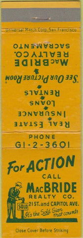Matchbook Cover - MacBridge Realty Co Sacramento CA