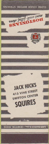 Matchbook Cover - Bostonians Shoes Jack Hick's Squires