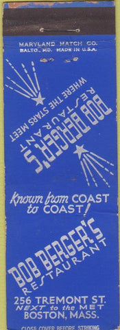 Matchbook Cover - Bob Berger's Restaurant Boston MA