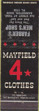 Matchbook Cover - Mayfield 4 Star Clothes Barberton OH WEAR