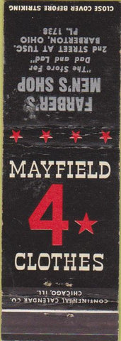 Matchbook Cover - Mayfield 4 Star Clothes Barberton OH WEAR