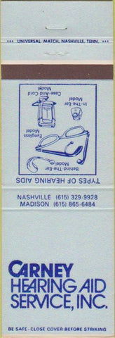 Matchbook Cover - Carney Hearing Aid Service Nashville Madison TN
