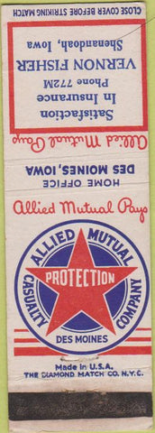 Matchbook Cover - Allied Mutual Insurance Shenandoah IA