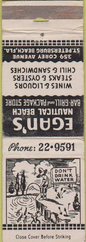 Matchbook Cover - Egan's Nautical Beach St Petersburg FL WORN