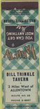 Matchbook Cover - Bill Trinkle Tavern Allentown PA