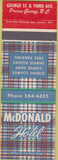 Matchbook Cover - McDonald Hotel Prince George BC