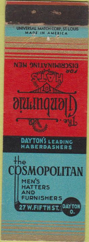 Matchbook Cover - Cosmopolitan Store Dayton OH WEAR Glenburnie Hats