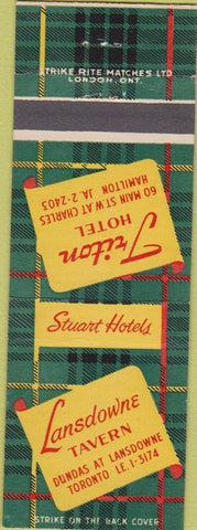 Matchbook Cover - Triton Hotel Hamilton ON Lansdowne Tavern Toronto ON