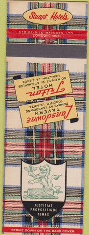 Matchbook Cover - Triton Hotel Hamilton ON Lansdowne Tavern Toronto ON