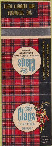 Matchbook Cover - The Clans Coffee Shop Burlington ON
