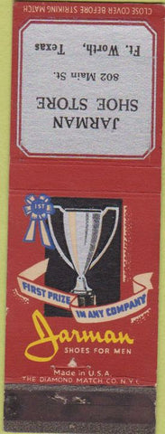 Matchbook Cover - Jarman men's shoes Fort Worth TX