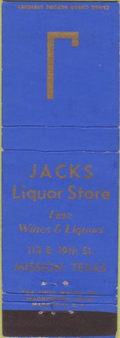 Matchbook Cover - Jack's Liquor Store Mission TX