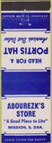 Matchbook Cover - Abourezk's Store Portis Hat Mission SD