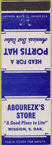 Matchbook Cover - Abourezk's Store Portis Hat Mission SD