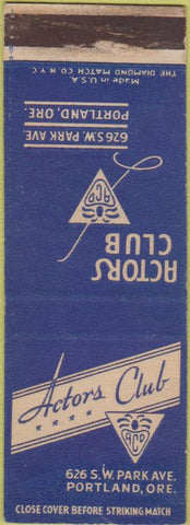 Matchbook Cover - Actor's Club Portland OR
