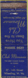 Matchbook Cover - Club Miramar Wheeling WV POOR
