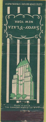 Matchbook Cover - Savoy Plaza Hotel New York City