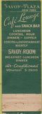 Matchbook Cover - Savoy Plaza Hotel New York City