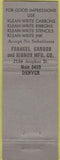 Matchbook Cover - Franke's Denver CO Typewriter Ribbon WORN