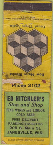 Matchbook Cover - Ed Hitchler's Stop Shop Janesville WI POOR