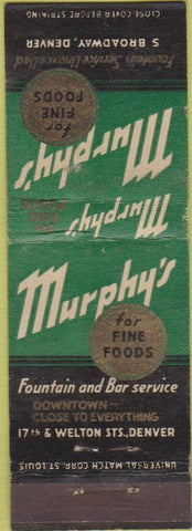 Matchbook Cover - Murphy's Fine Foods Denver CO