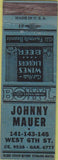 Matchbook Cover - John Mauer Bowling liquors