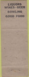 Matchbook Cover - John Mauer Bowling liquors