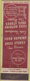 Matchbook Cover - Ford Hopkins Drug Stores WORn
