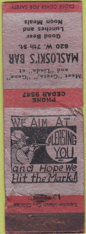 Matchbook Cover - Masloski's Bar POOR