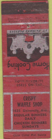Matchbook Cover - Crispy Waffle Shop NO TOWN WORN