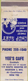 Matchbook Cover - Yee's Cafe Chinese Food Madison WI WORn