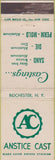 Matchbook Cover - Anstice Cast Sand Die Rochester NY