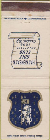 Matchbook Cover - Hackensack Golf Club Oradell NH