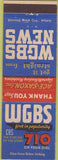 Matchbook Cover - WGBS News Vending Fort Lauderdale FL radio