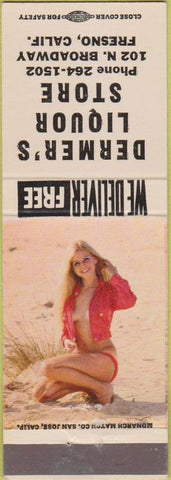 Matchbook Cover - Dermer's Liquor Store Fresno CA pinup