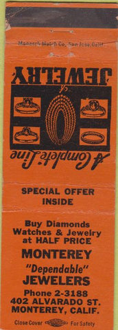 Matchbook Cover - Monterey Jewelers Monterey CA