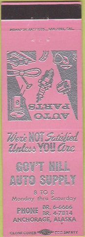 Matchbook Cover - Government Hill Auto Supply Anchorage AK pink