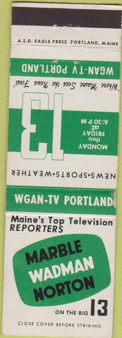 Matchbook Cover - WGAN TV Portland ME