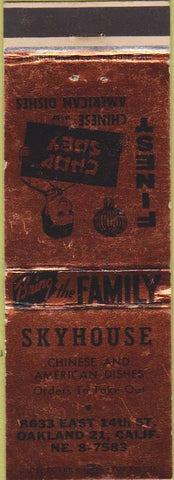 Matchbook Cover - Skyhouse Chinese Food Oakland CA