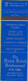 Matchbook Cover - Dutch Latch Restaurant Malahat Drive BC